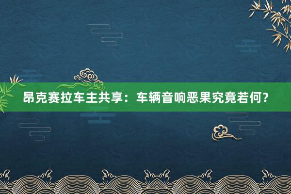 昂克赛拉车主共享：车辆音响恶果究竟若何？